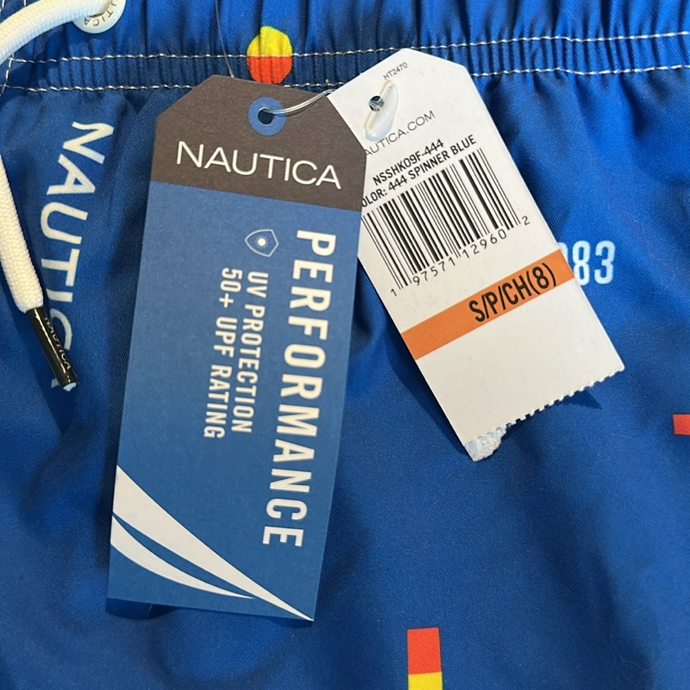 NWT Nautica Boys Swim Trunks – Size S (8) – Soft Liner, Blue Sailboat Print - Picture 7 of 7